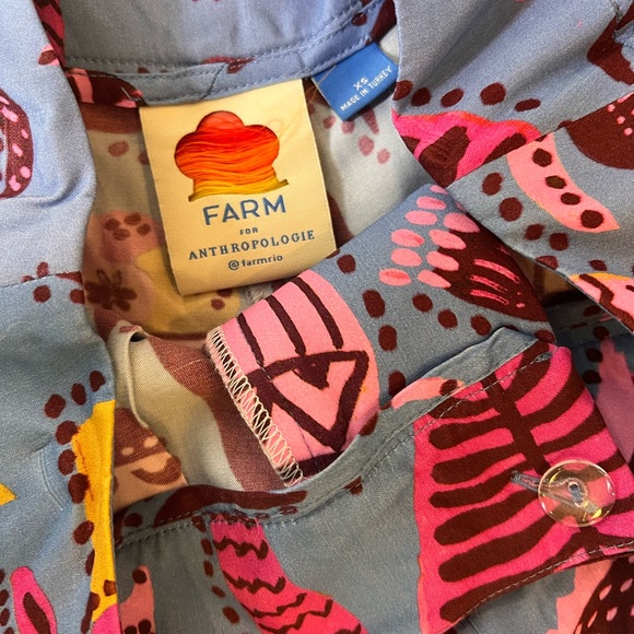 New Farm Rio Blue Tropical Satin Print Wide Leg Pants XS $178 New - Picture 5 of 6